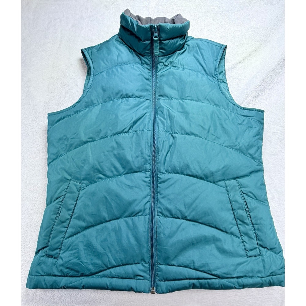 Lands' End Women's Down Puffer Vest XS 2-4 Teal Turquoise Blue Quilted Full Zip